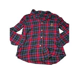 Lauren Ralph Lauren plaid flannel pajama set womens large lounge cozy‎ comfy